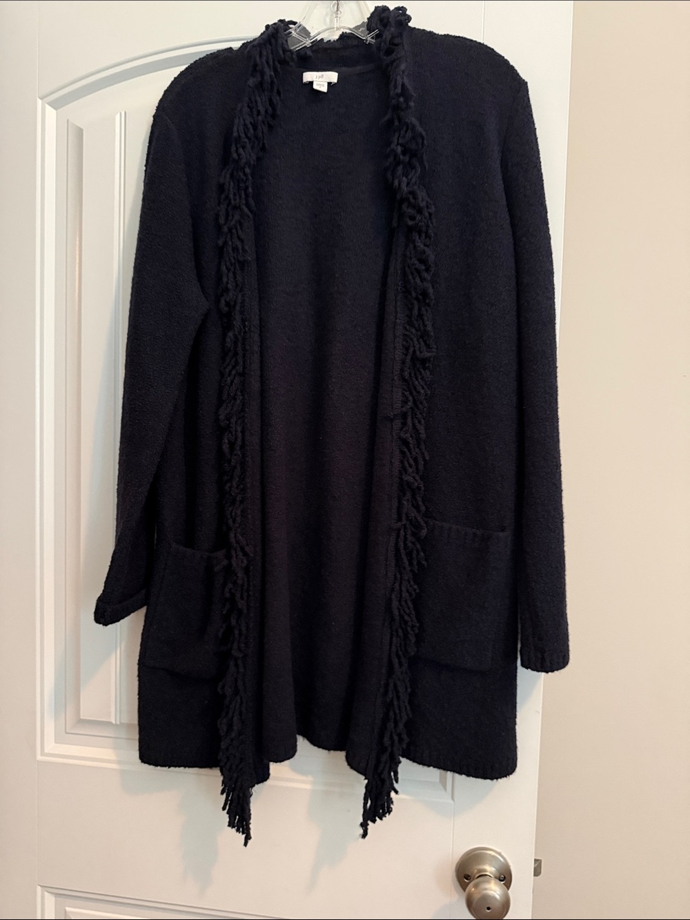 J. Jill Black Open-Front Fringe-Trim Cardigan